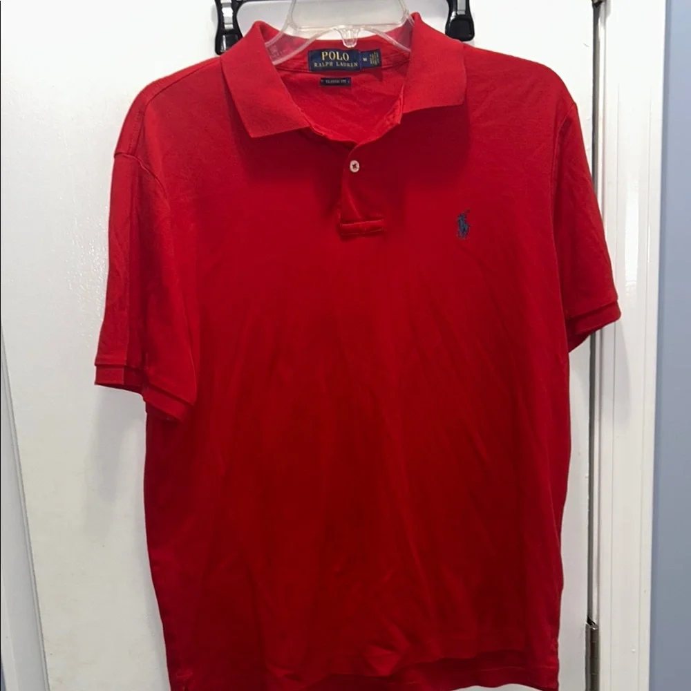 Ralph Lauren Red Polo Shirt Classic Cotton Casual